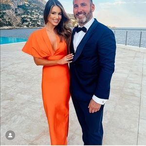 Whitswhims PLEATED DETAIL ONE-SHOULDER SIDE SLIT MAXI DRESS small new sold out